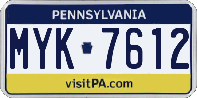 PA license plate MYK7612