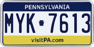PA license plate MYK7613
