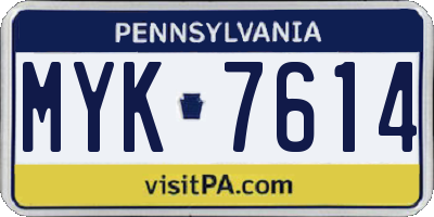PA license plate MYK7614