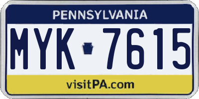 PA license plate MYK7615