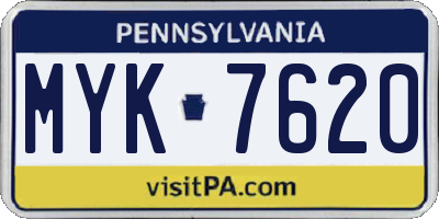 PA license plate MYK7620