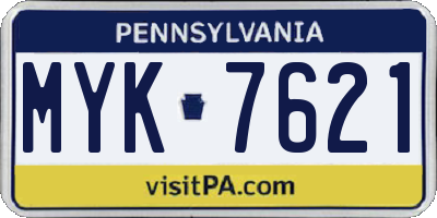 PA license plate MYK7621