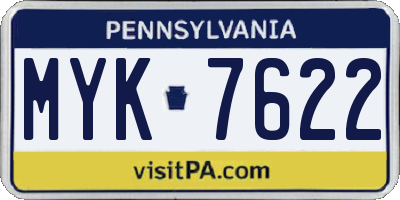 PA license plate MYK7622