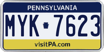 PA license plate MYK7623