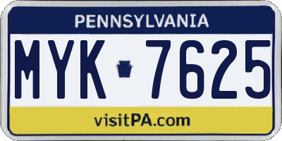 PA license plate MYK7625