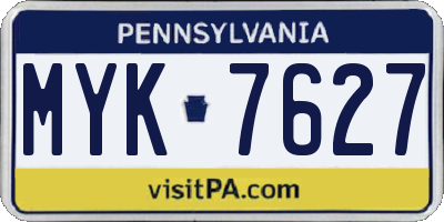 PA license plate MYK7627
