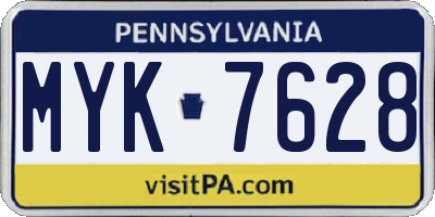 PA license plate MYK7628