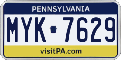 PA license plate MYK7629