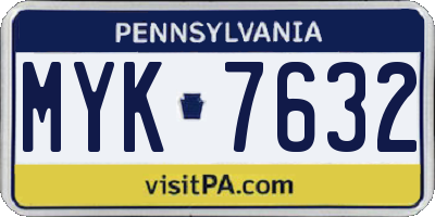PA license plate MYK7632