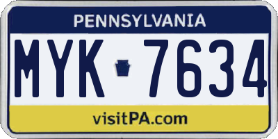 PA license plate MYK7634