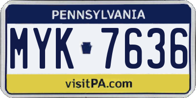 PA license plate MYK7636