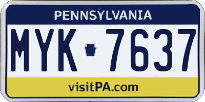 PA license plate MYK7637