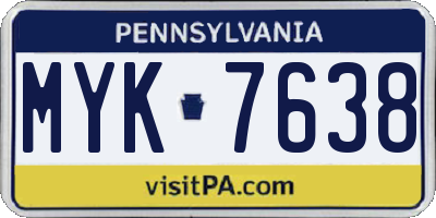 PA license plate MYK7638