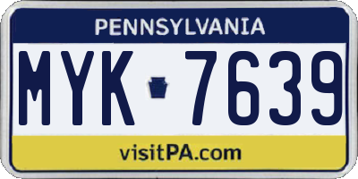 PA license plate MYK7639