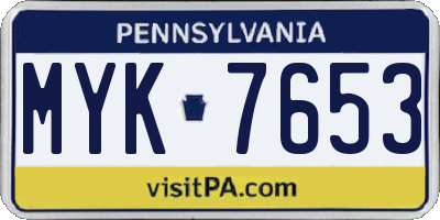 PA license plate MYK7653