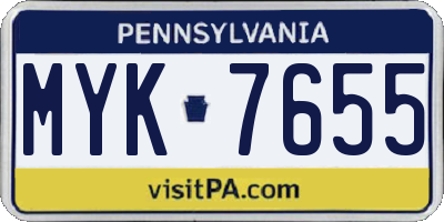 PA license plate MYK7655