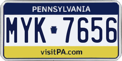 PA license plate MYK7656