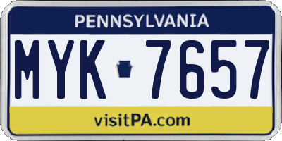 PA license plate MYK7657