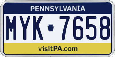 PA license plate MYK7658