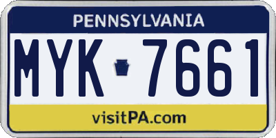 PA license plate MYK7661