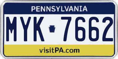 PA license plate MYK7662