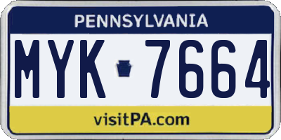 PA license plate MYK7664