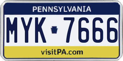 PA license plate MYK7666