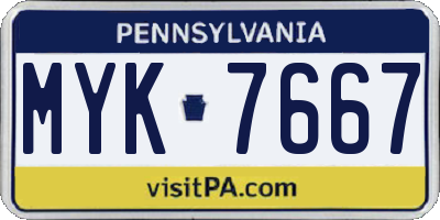 PA license plate MYK7667