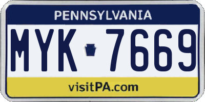 PA license plate MYK7669
