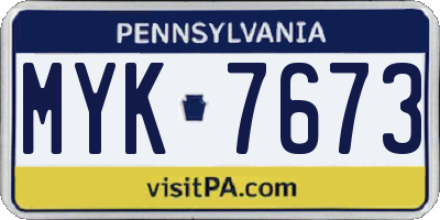 PA license plate MYK7673