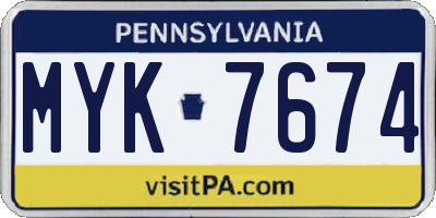 PA license plate MYK7674