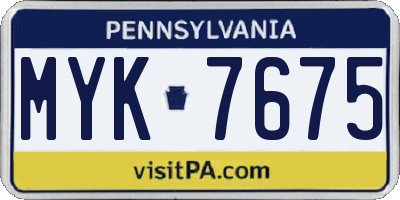 PA license plate MYK7675