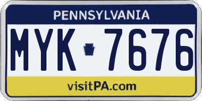 PA license plate MYK7676