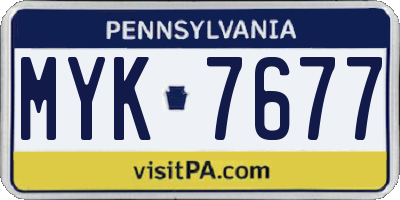 PA license plate MYK7677