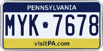 PA license plate MYK7678