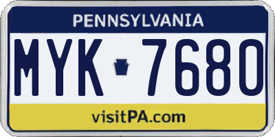 PA license plate MYK7680