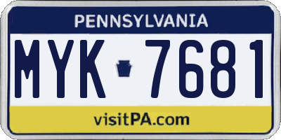 PA license plate MYK7681