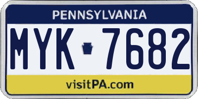 PA license plate MYK7682