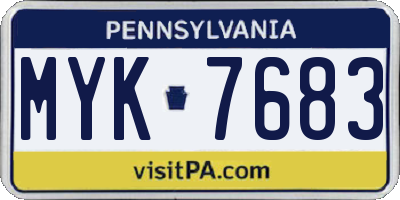 PA license plate MYK7683