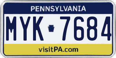 PA license plate MYK7684