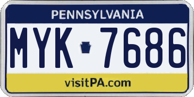 PA license plate MYK7686