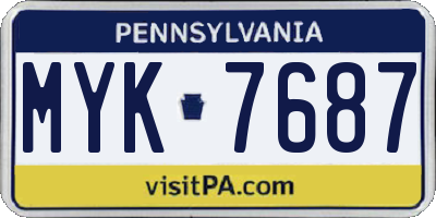 PA license plate MYK7687