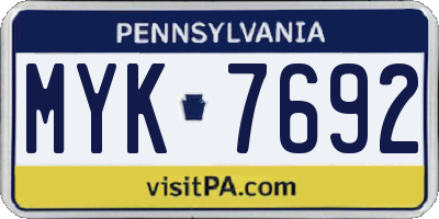 PA license plate MYK7692