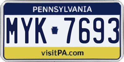 PA license plate MYK7693