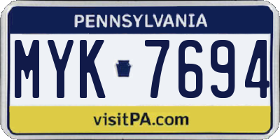 PA license plate MYK7694