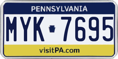 PA license plate MYK7695