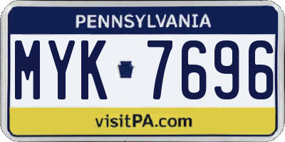 PA license plate MYK7696