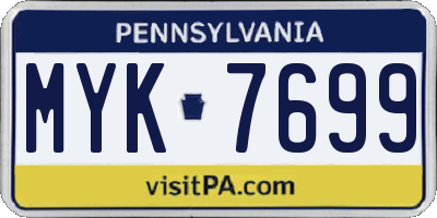 PA license plate MYK7699