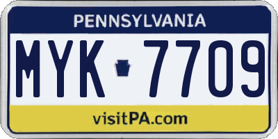 PA license plate MYK7709