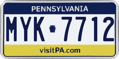 PA license plate MYK7712